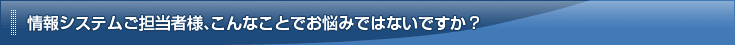 情報システムご担当者様、こんなことでお悩みではないですか？