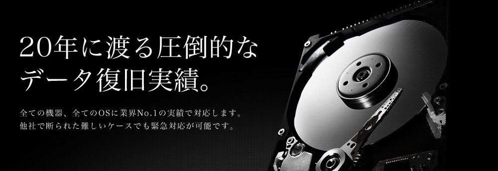 20年に渡る圧倒的なデータ復旧実績